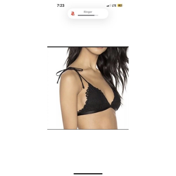 Intimately Free People Boho Mila Bralette Lace Tie Straps Black Size Large NWT - Picture 4 of 5